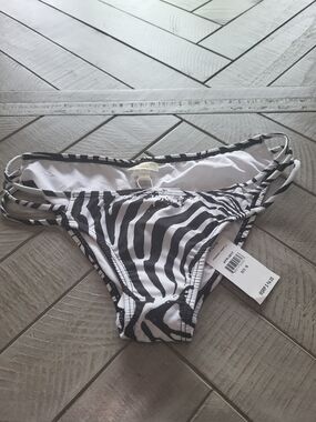 Pilyq Black & White Zebra-Print Strappy Bikini Bottom